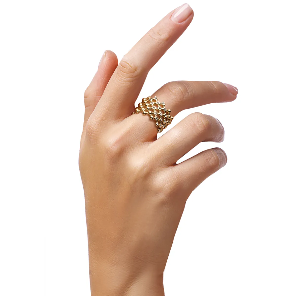 Clearance CLAIRE anello color oro fascia con strass Anelli