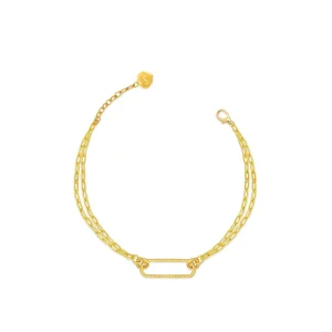 Best GRACE bracciale con doppia catena e maglia centrale ovale diamantata Bracciali