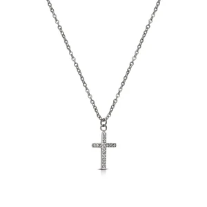 Fashion HOLY collana con pendente croce in acciaio e zirconi Collane