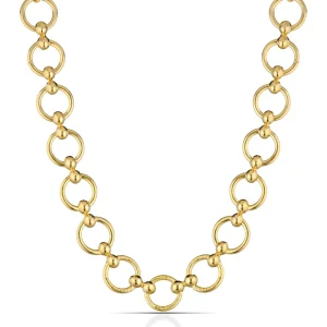 Fashion KATE collana oro giallo con maglia tonda e link di connessione con sfere Collane