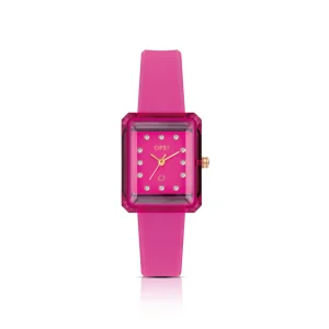 Fashion RARE orologio con cinturino in silicone e cassa rettangolare sfaccettata Silicone