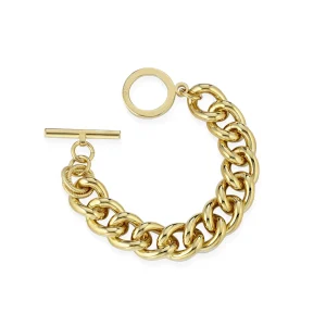 New VICTORIA bracciale medio oro giallo con maglia groumette e chiusura T bar Bracciali